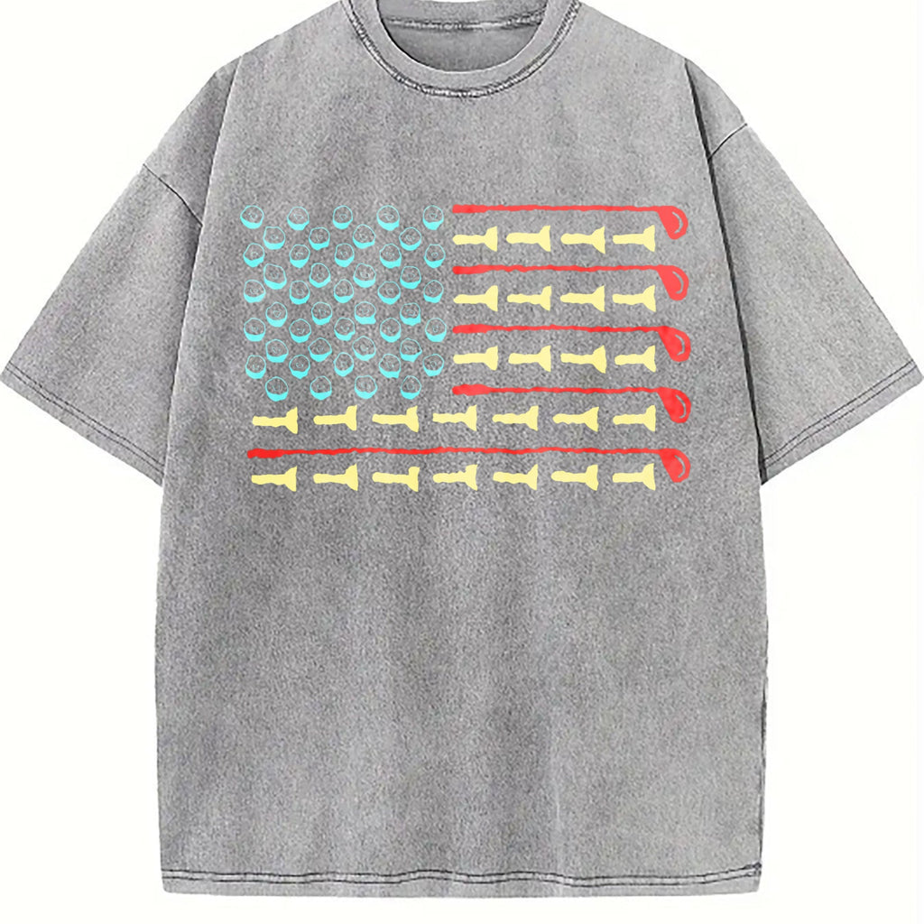 Golfer American Flag Vintage Washed T-Shirt product image 5