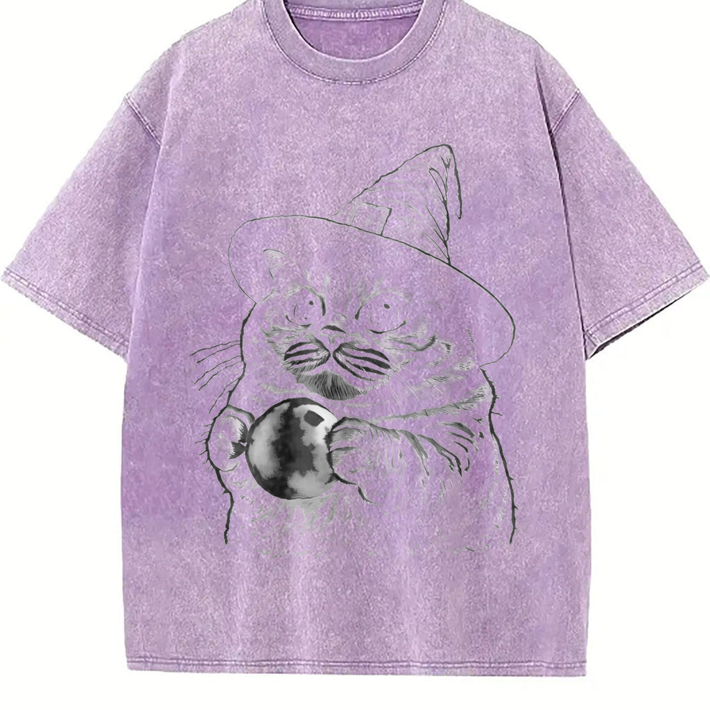 Witch Cat Vintage Washed T-Shirt product image 6