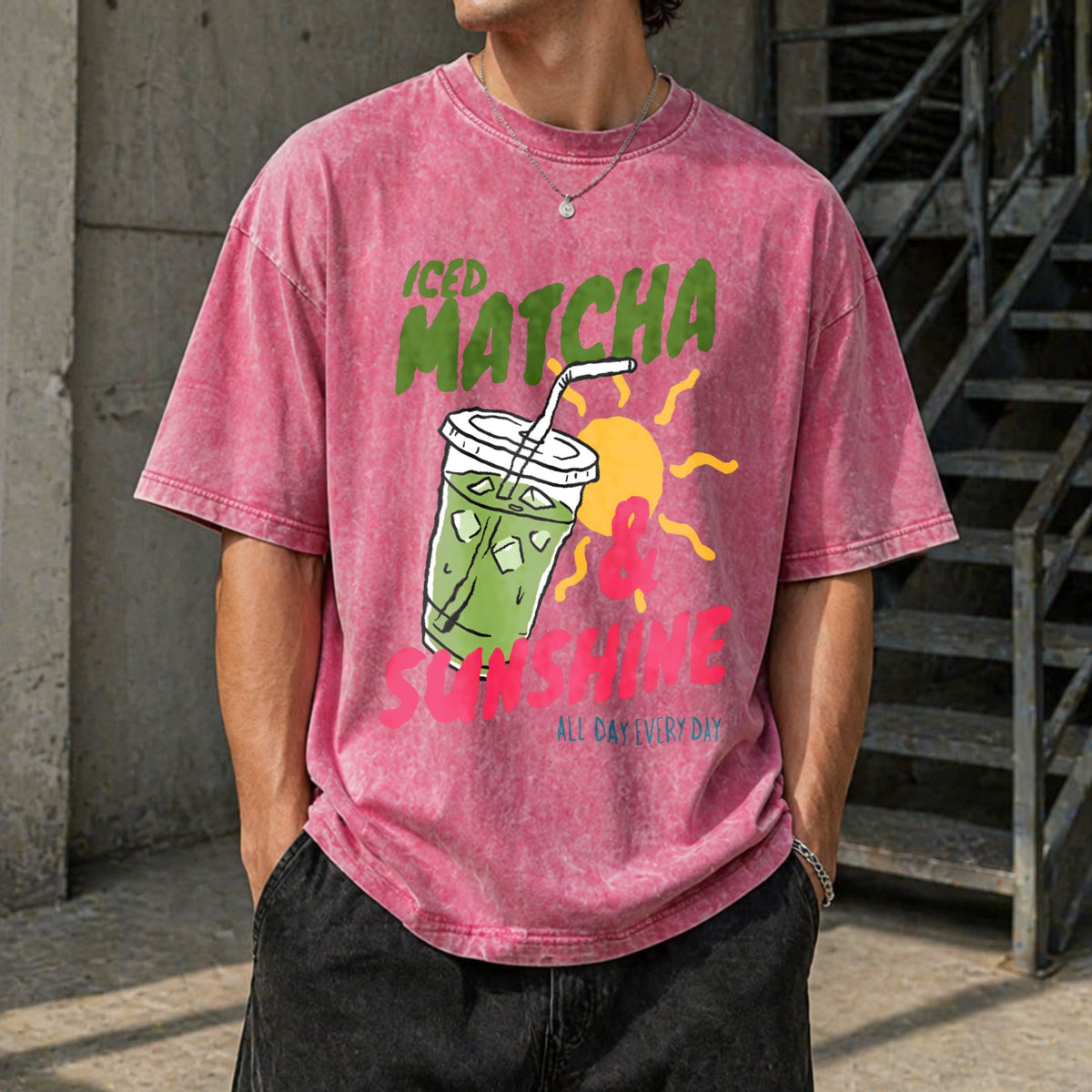 Iced Matcha Sunshine Vintage Washed T-Shirt product image 7