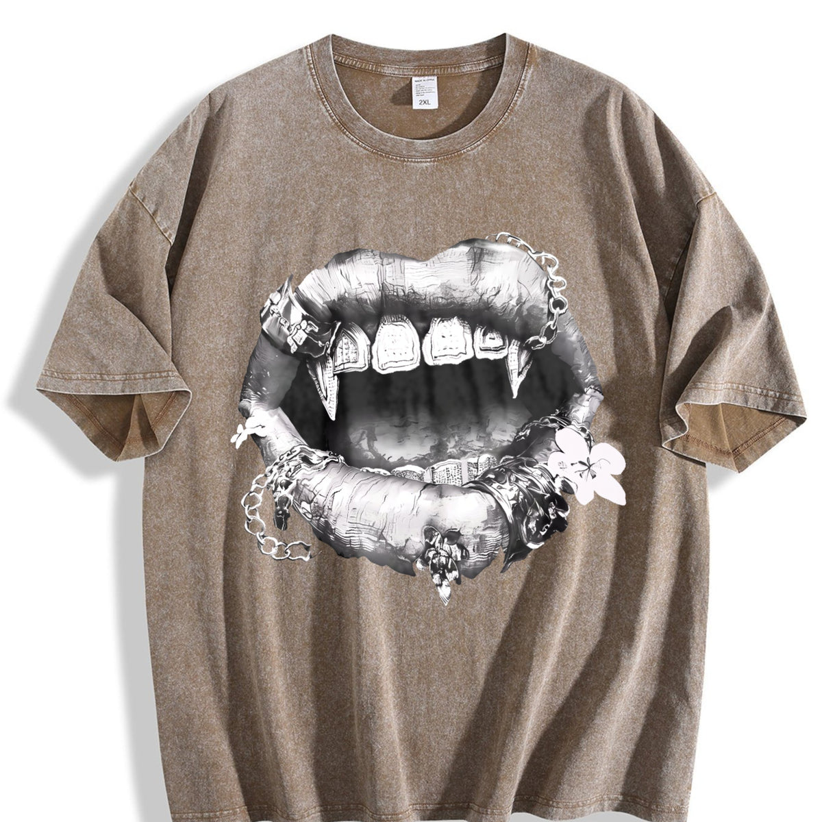 Grillz Lips Chain Vintage Washed T-Shirt product image 3