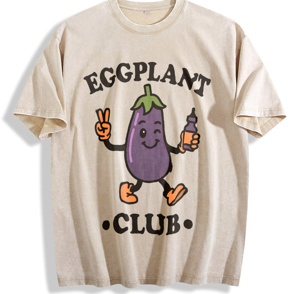 Eggplant Club Funny Veggie Lover Cartoon Vintage Washed product image 1