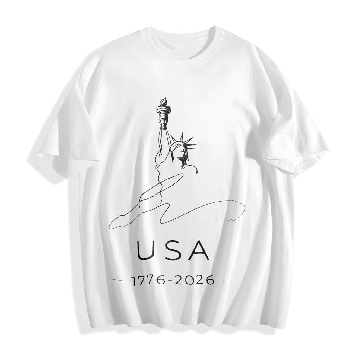 Line Art Statue Of Liberty USA 1776-2026 Cotton T-Shirt product image 2