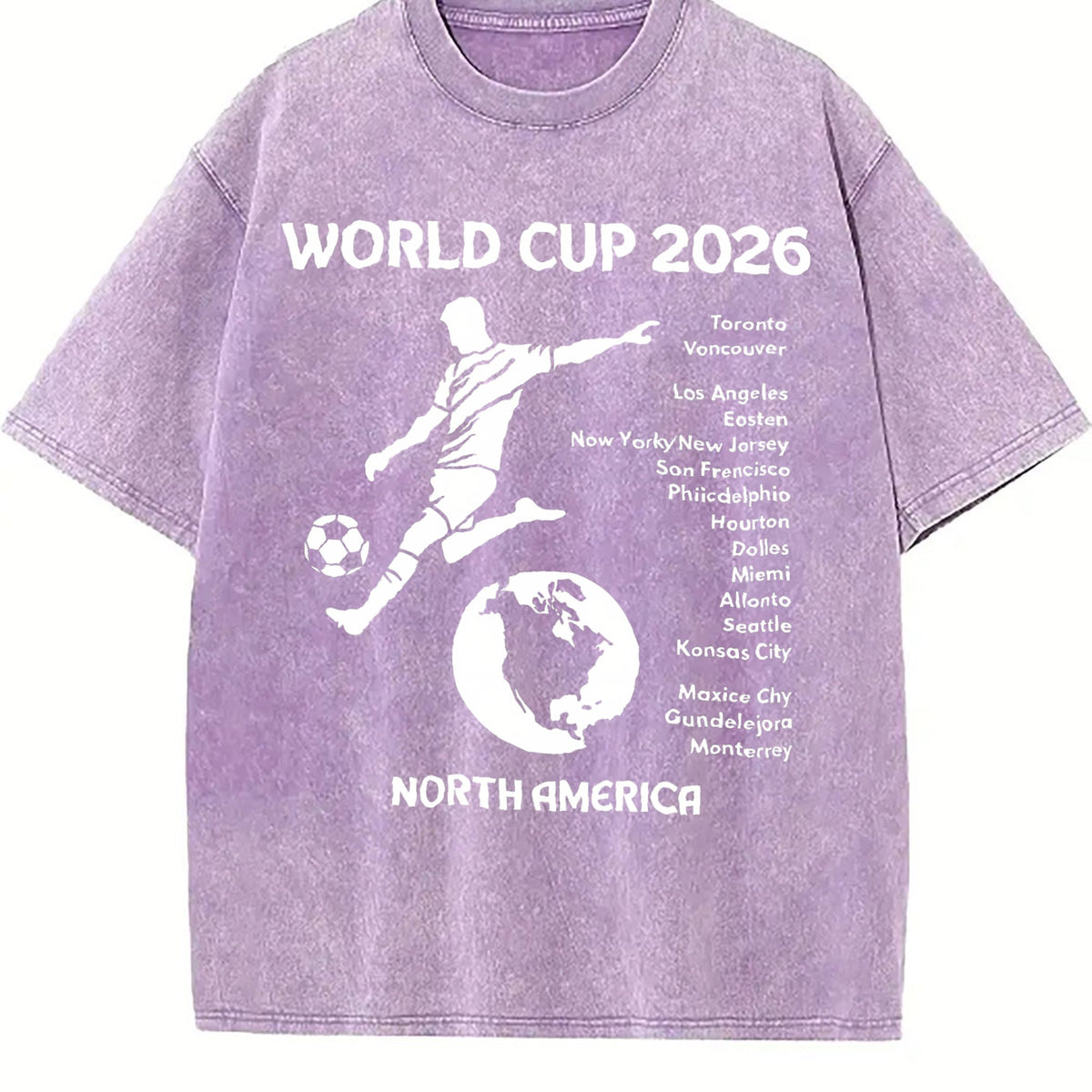 World Cup 2026 North America Host Cities Silhouette Vintage Washed T-Shirt