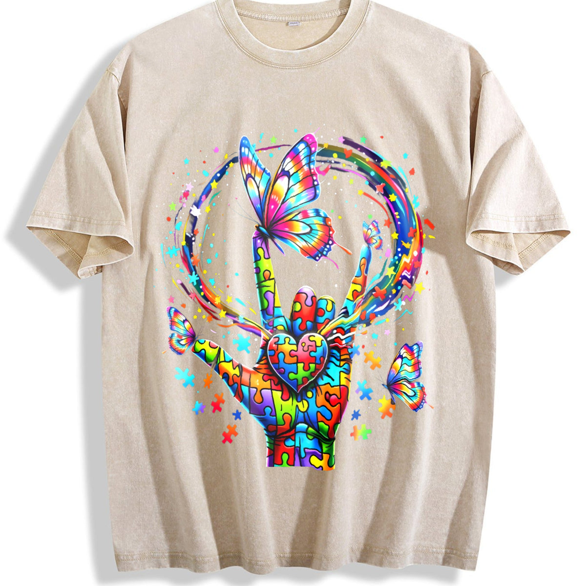 The Explorer & Grunge Vibes: Rainbow Hand Rock On Vintage product image 1