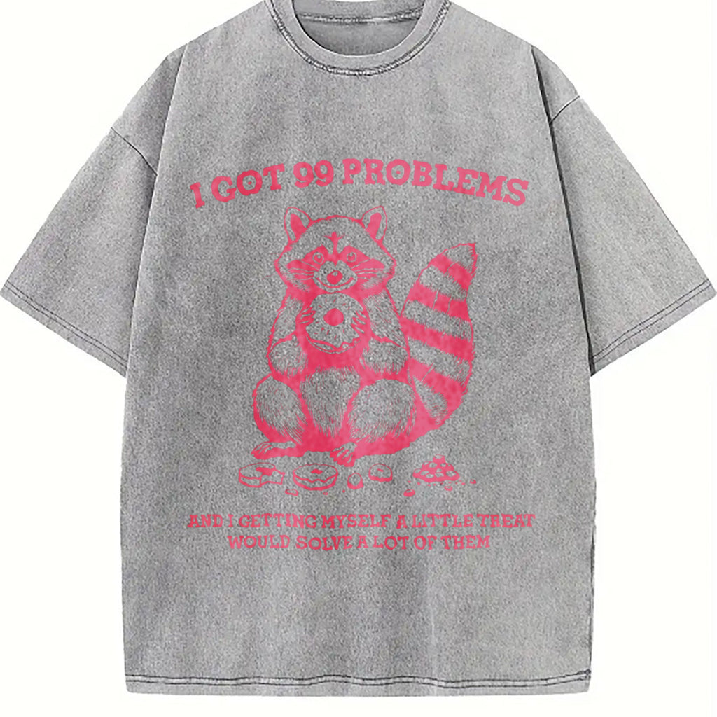 I Got 99 Problems Funny Raccoon 90's Vintage Washed T-Shirt product image 5