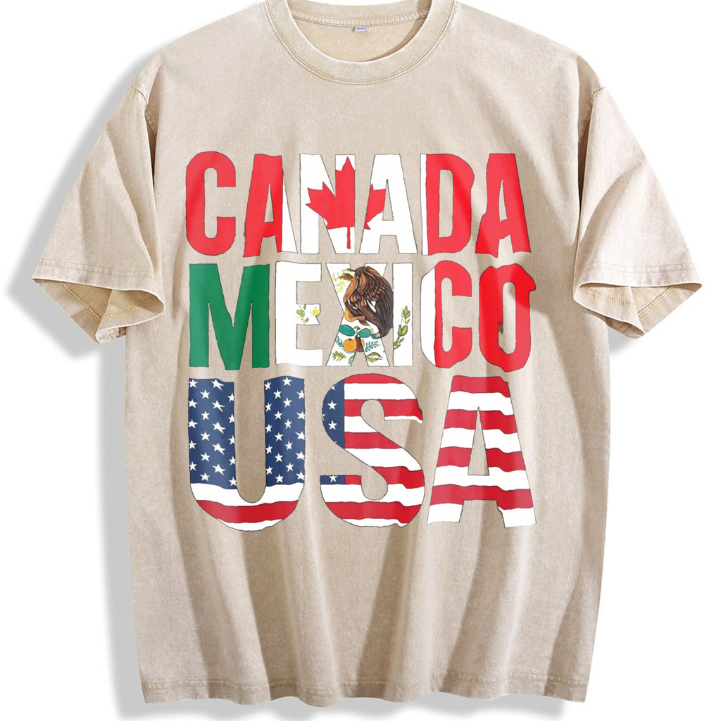 Can Mex USA Country Flag Letter Vintage Washed T-Shirt product image 1
