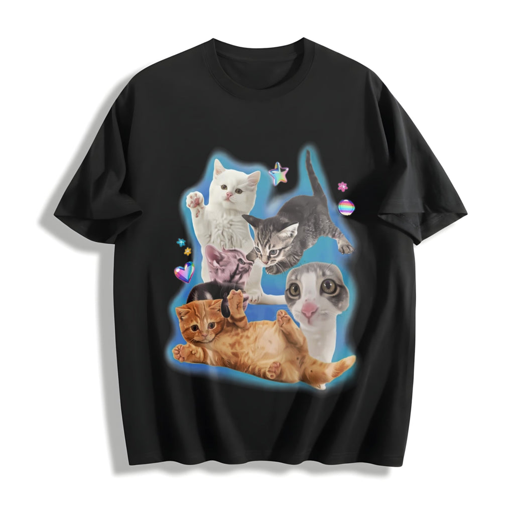 Y2K Silly Cat Cotton T-Shirt product image 1