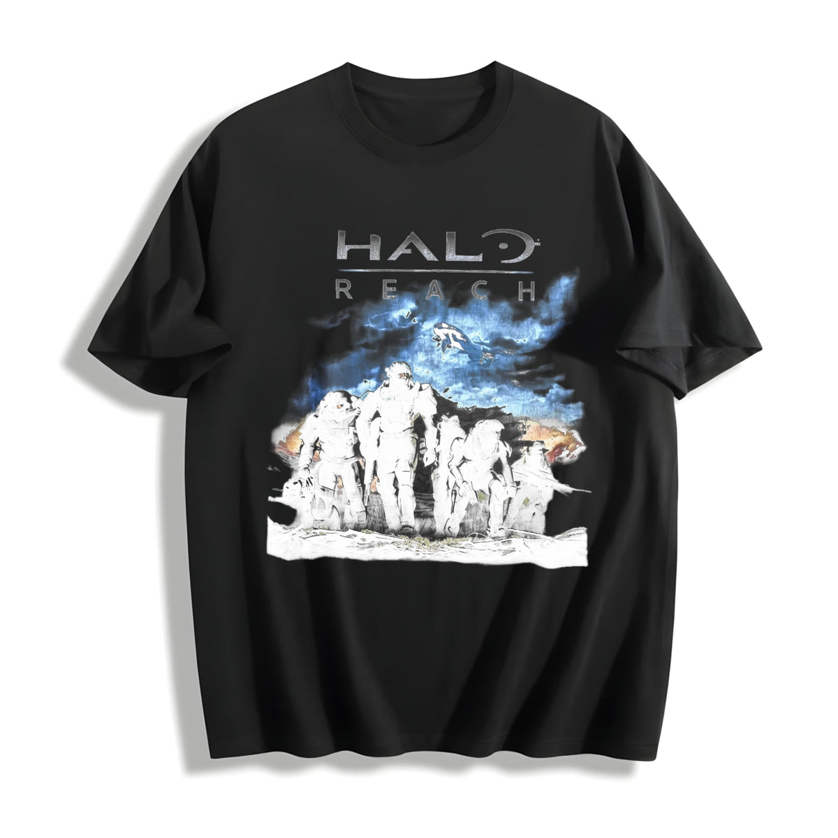 Y2K Black Halo Reach Gaming Promo Cotton T-Shirt product image 1