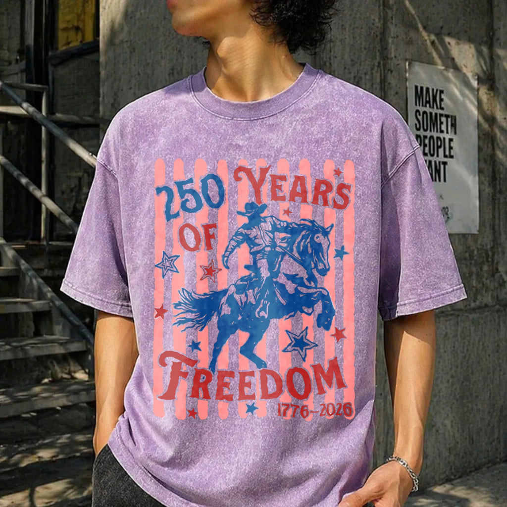 250 Years Of Freedom Bucking Horse Vintage Washed T-Shirt product image 6
