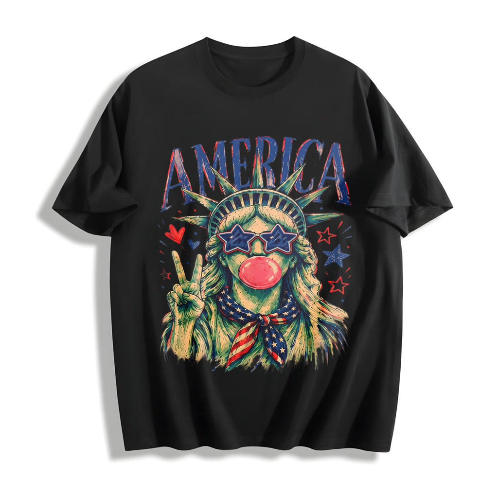 Preppy Statue Of Liberty Blowing Bubble Gum Cotton T-Shirt product image 1