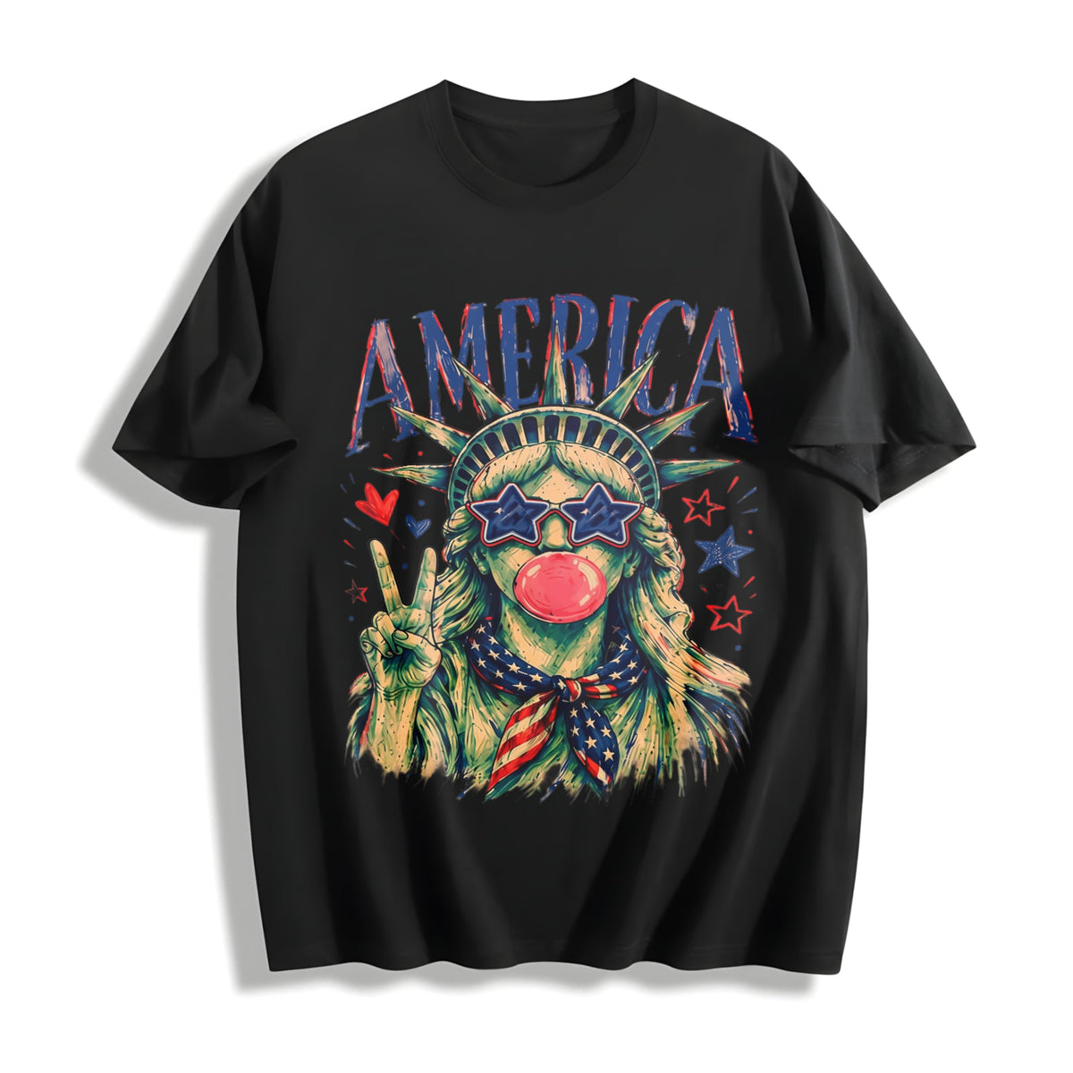 Preppy Statue Of Liberty Blowing Bubble Gum Cotton T-Shirt product image 1
