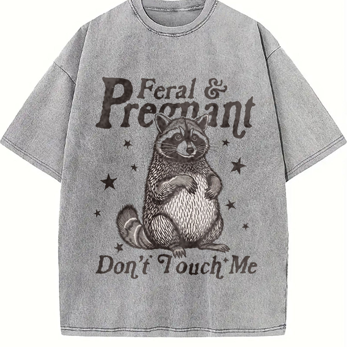 Feral And Pregnant Don't Touch Me Vintage Washed T-Shirt product image 5
