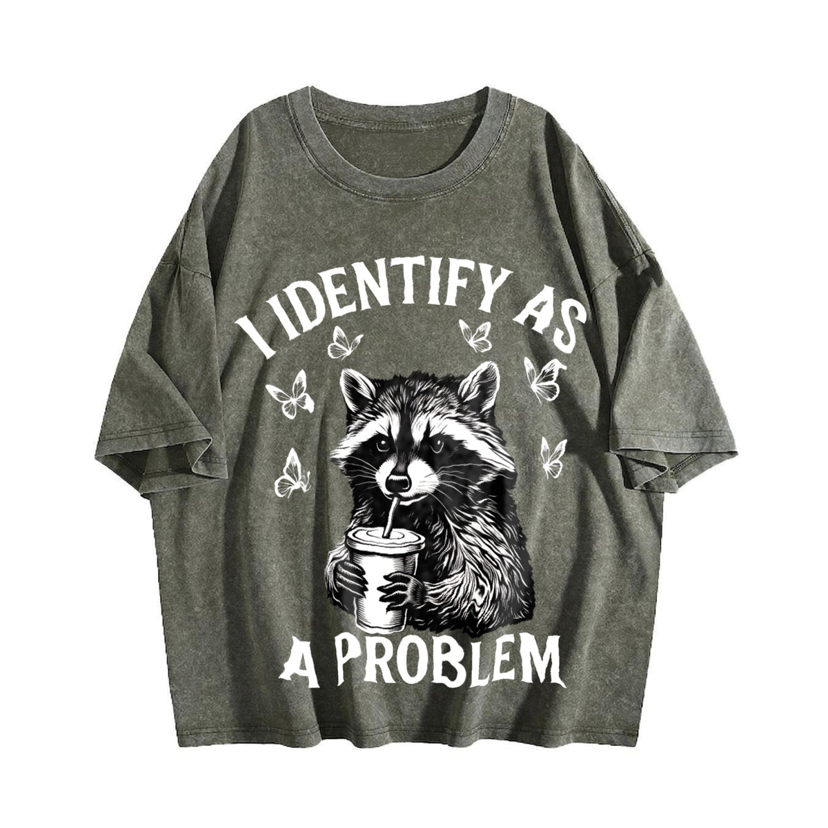 Raccoon Lover And Coffee Addict Vintage Washed T-Shirt product image 4