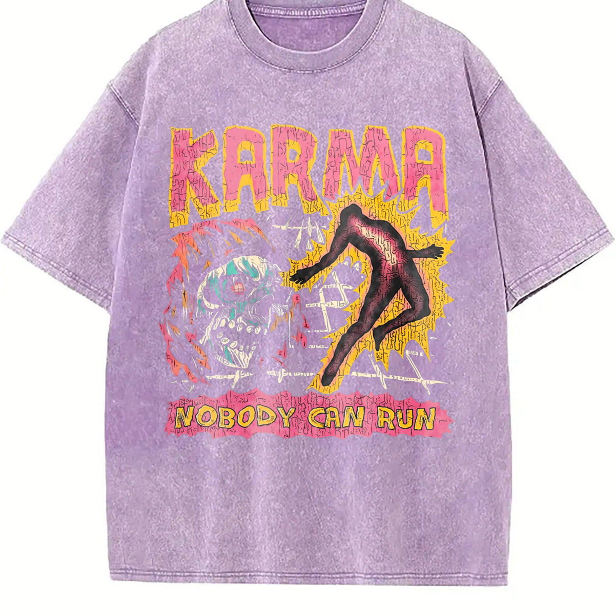Karma Nobody Can Run Skull Vintage Washed T-Shirt product image 6