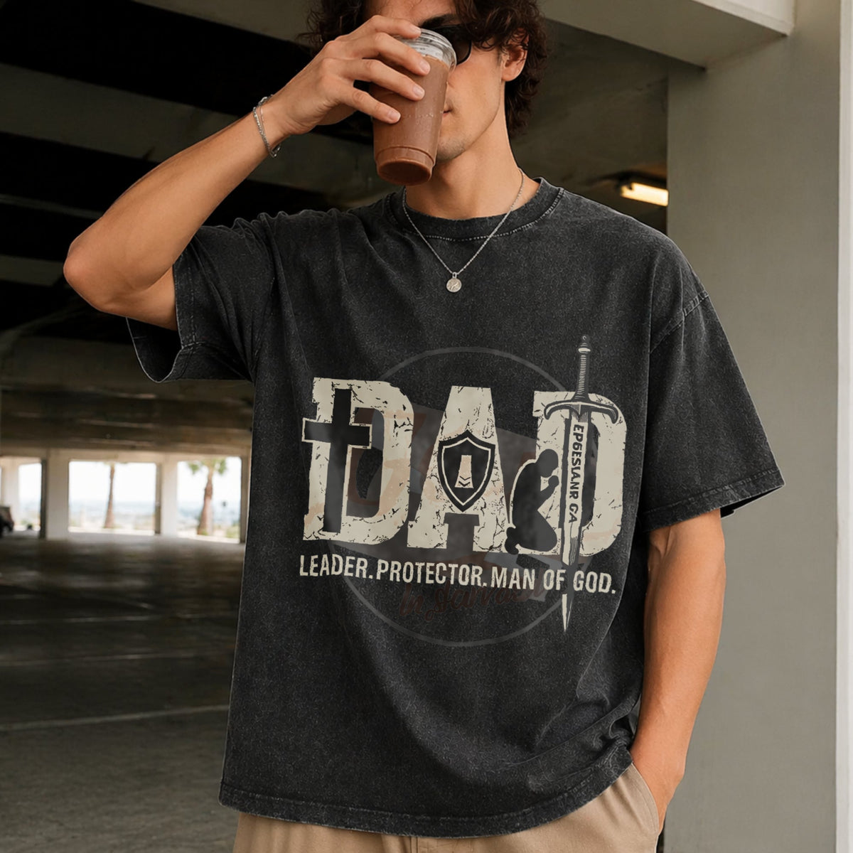 Man Of God Husband Dad Christian Father's Day Vintage product image 9