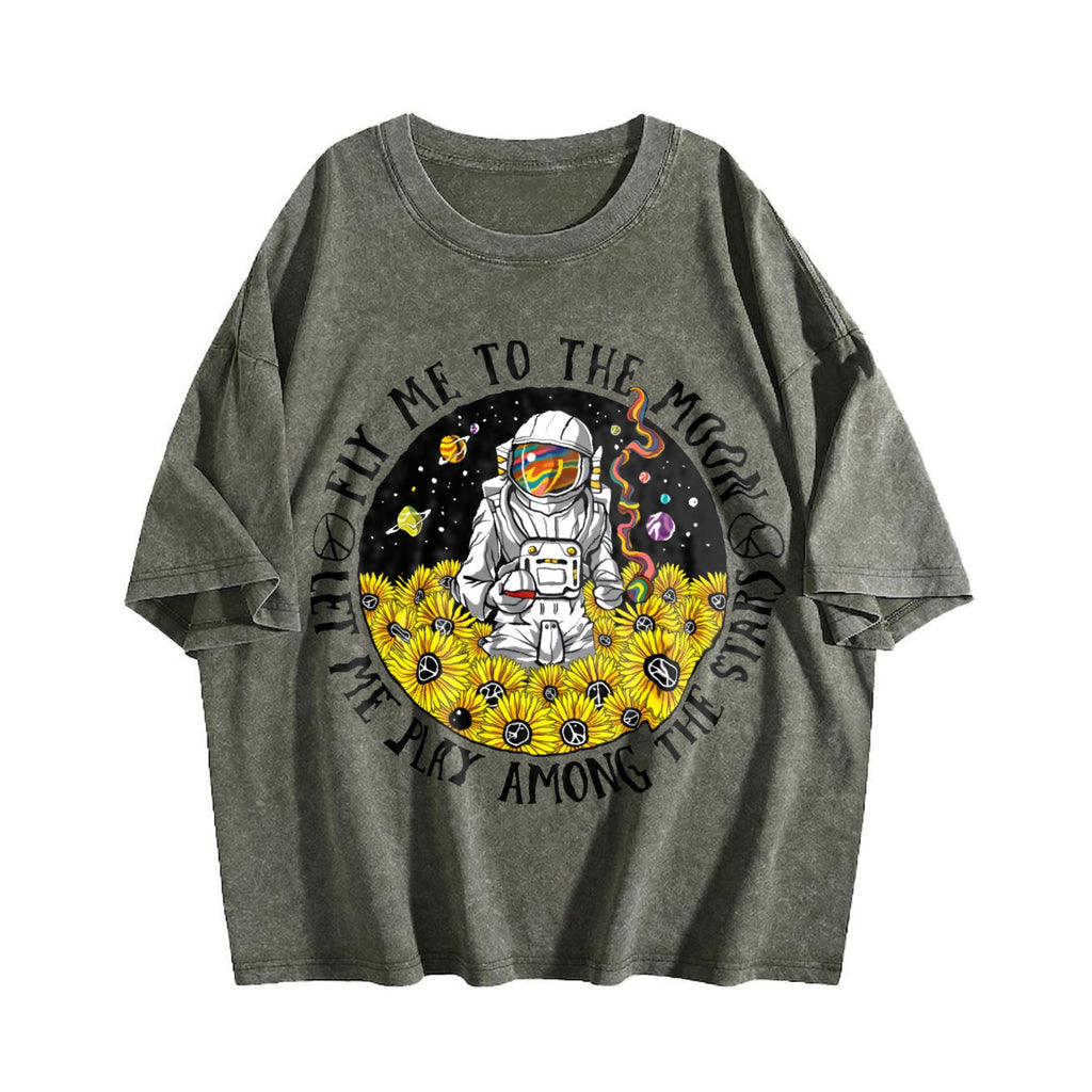 Fly Me To The Moon Let Me Play Among Stars Vintage Washed product image 4