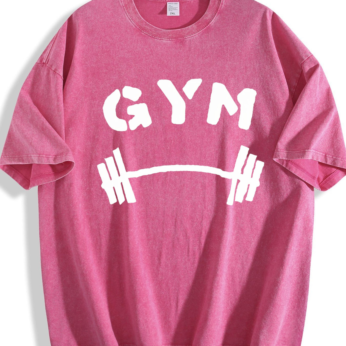 Vibrant Red Gym With Dumbbell Vintage Washed T-Shirt product image 7