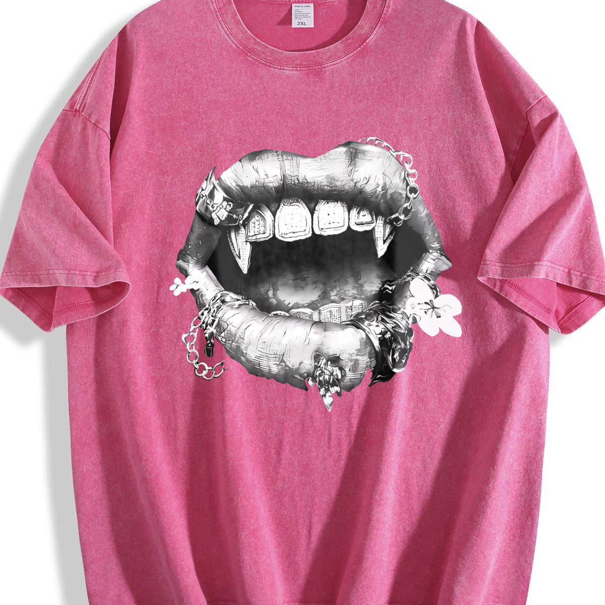 Grillz Lips Chain Vintage Washed T-Shirt product image 7