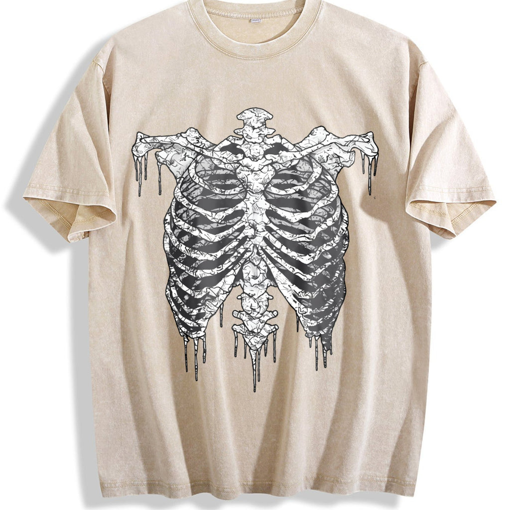 Gothic Skeleton Ribcage Drip Vintage Washed T-Shirt product image 1