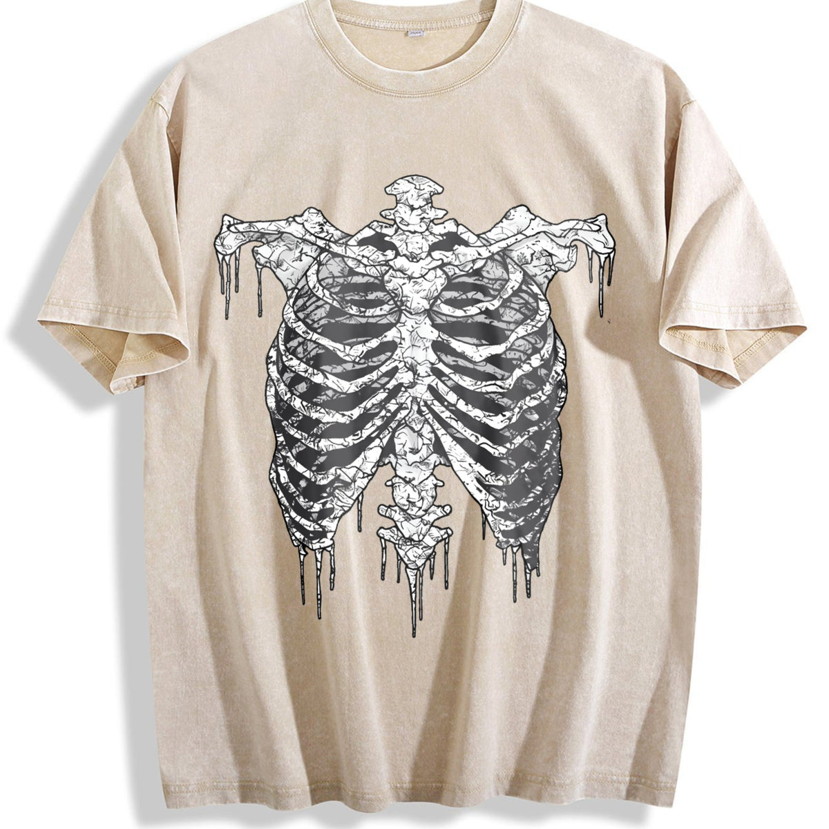 Gothic Skeleton Ribcage Drip Vintage Washed T-Shirt product image 1