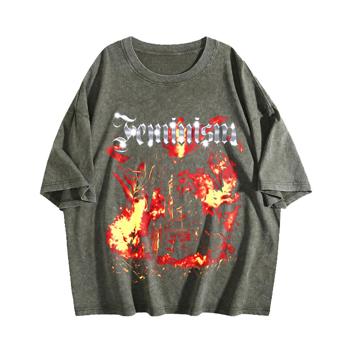 Feminism Dragon Castle Vintage Washed T-Shirt product image 4