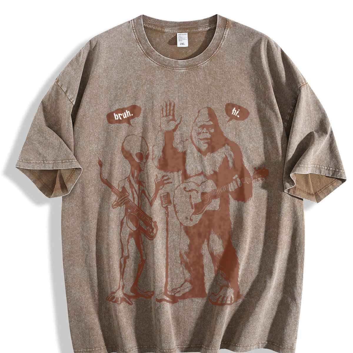 Bigfoot And Alien With Electric Guitar Vintage Washed product image 3