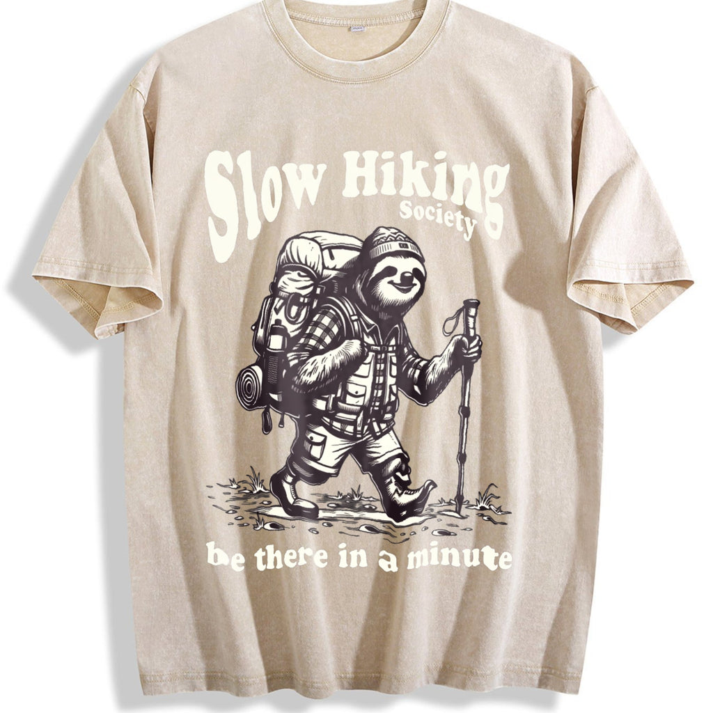 Slow Hiking Society Sloth Hiker Vintage Washed T-Shirt product image 1