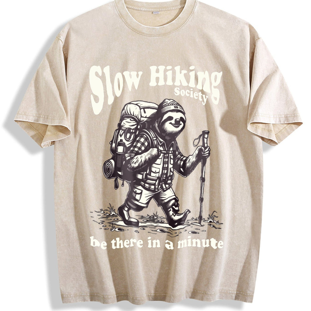 Slow Hiking Society Sloth Hiker Vintage Washed T-Shirt product image 1