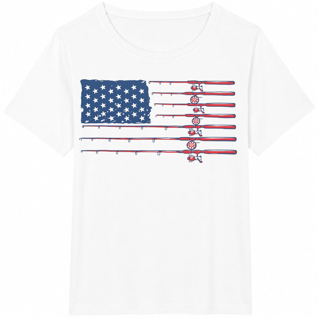 American Flag Fishing Rods Cotton T-Shirt product image 2
