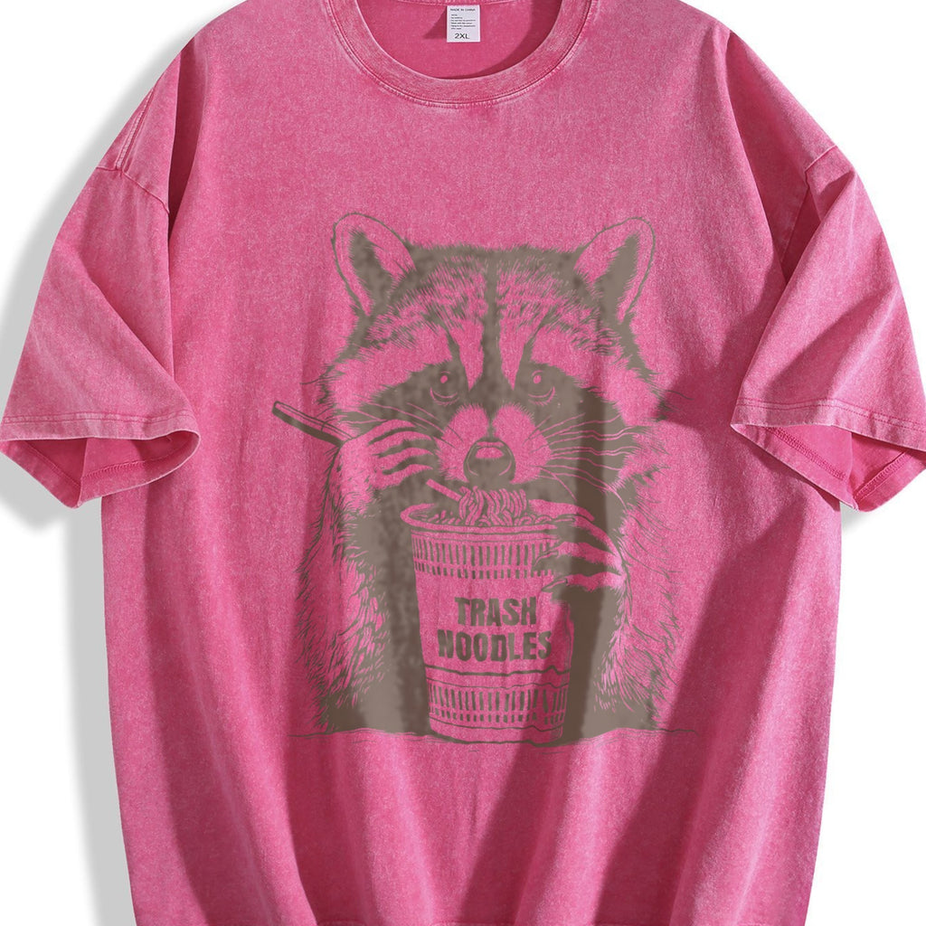 Funny Raccoon Eating Noodle 90s Vintage Washed T-Shirt product image 7
