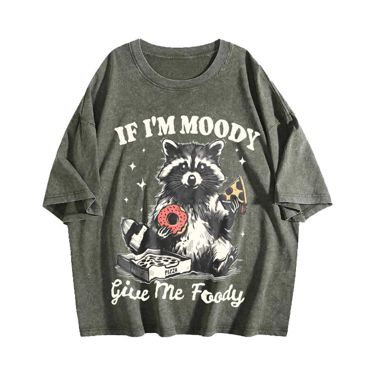 Raccoon If I'm Moody Give Me Foody Vintage Washed T-Shirt product image 4