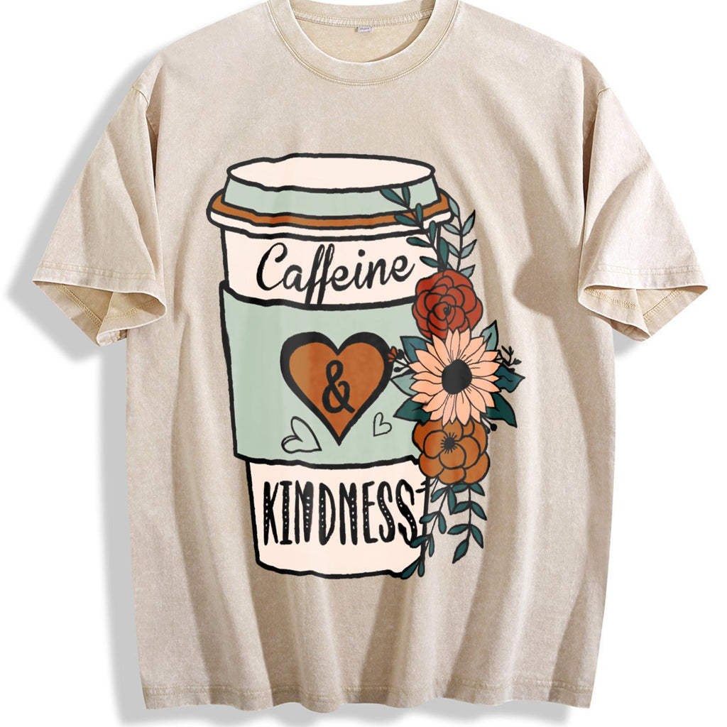 Caffeine And Kindness Vintage Washed T-Shirt product image 1