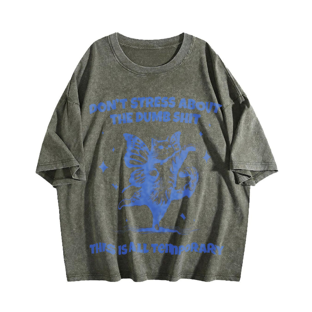 Cat With Butterfly Wings Funny 90s Vintage Washed T-Shirt product image 4