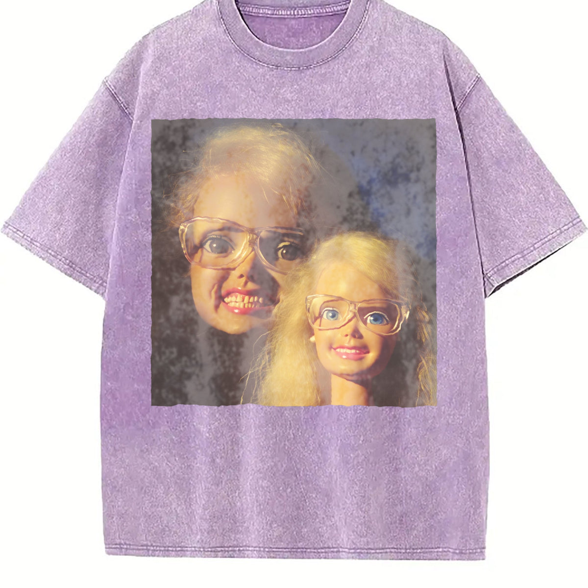 Doll with Glasses Double Portrait Vintage Washed T-Shirt product image 6