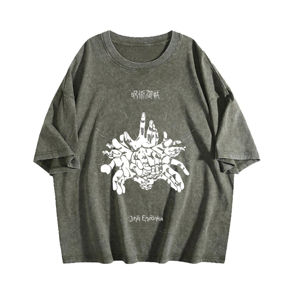 Black Jujutsu Kaisen Jinji Endonka Vintage Washed T-Shirt product image 4