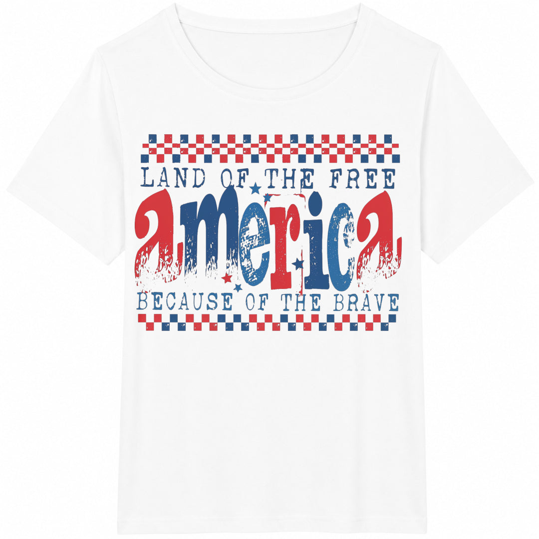 Land Of The Free Because Of Brave Checkered Patriotic 4th product image 2