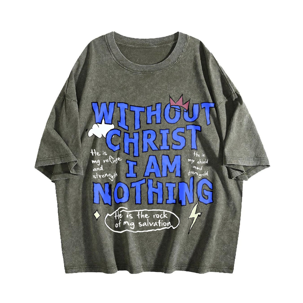 100 Boxy Christian Faith Letter White Vintage Washed T-Shirt product image 4