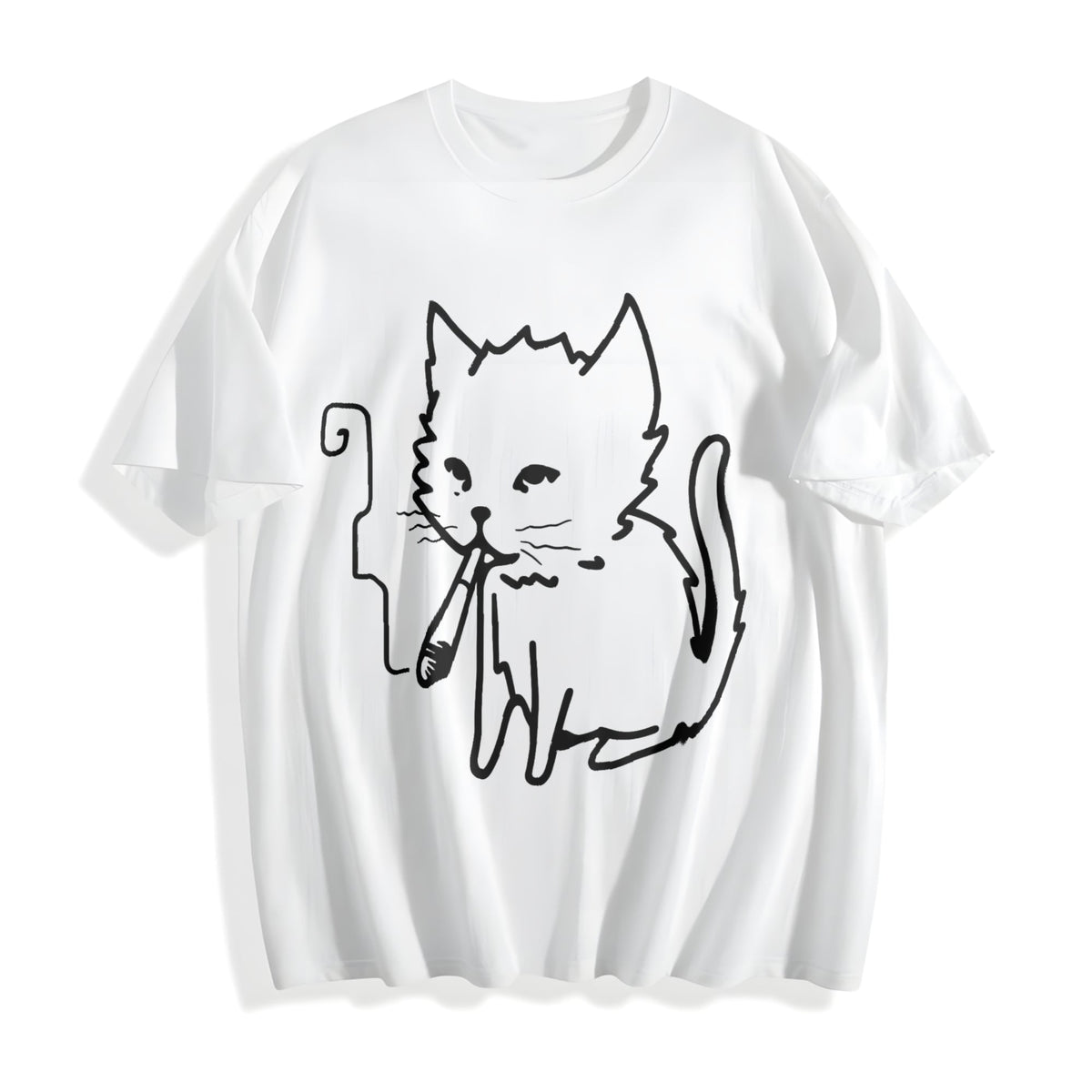 Cat Smoking Y2K Cotton T-Shirt product image 2
