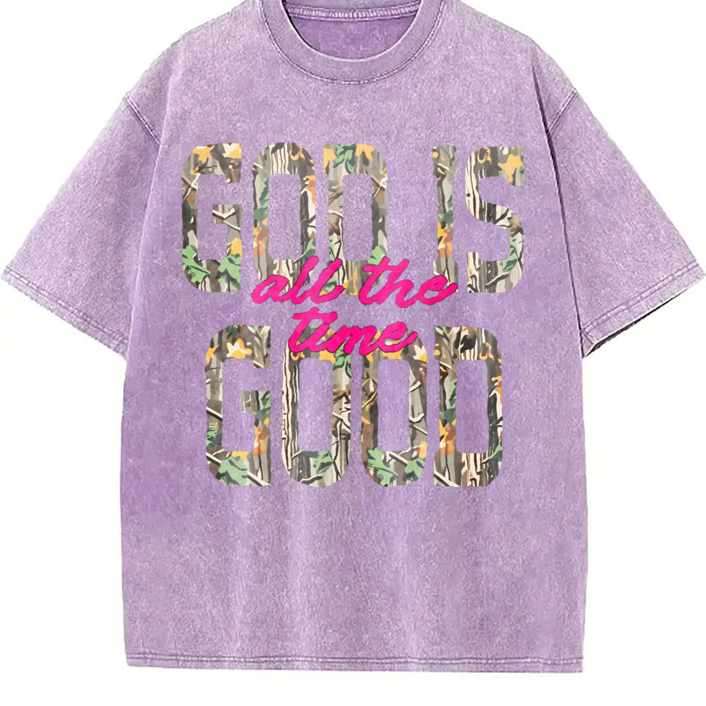 God Is Good All the Time Floral Vintage Washed T-Shirt product image 6