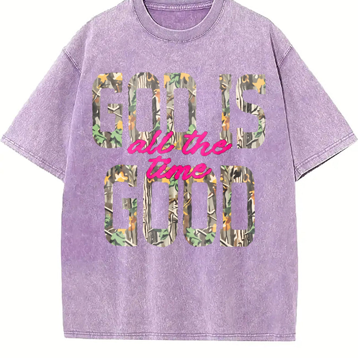 God Is Good All the Time Floral Vintage Washed T-Shirt product image 6