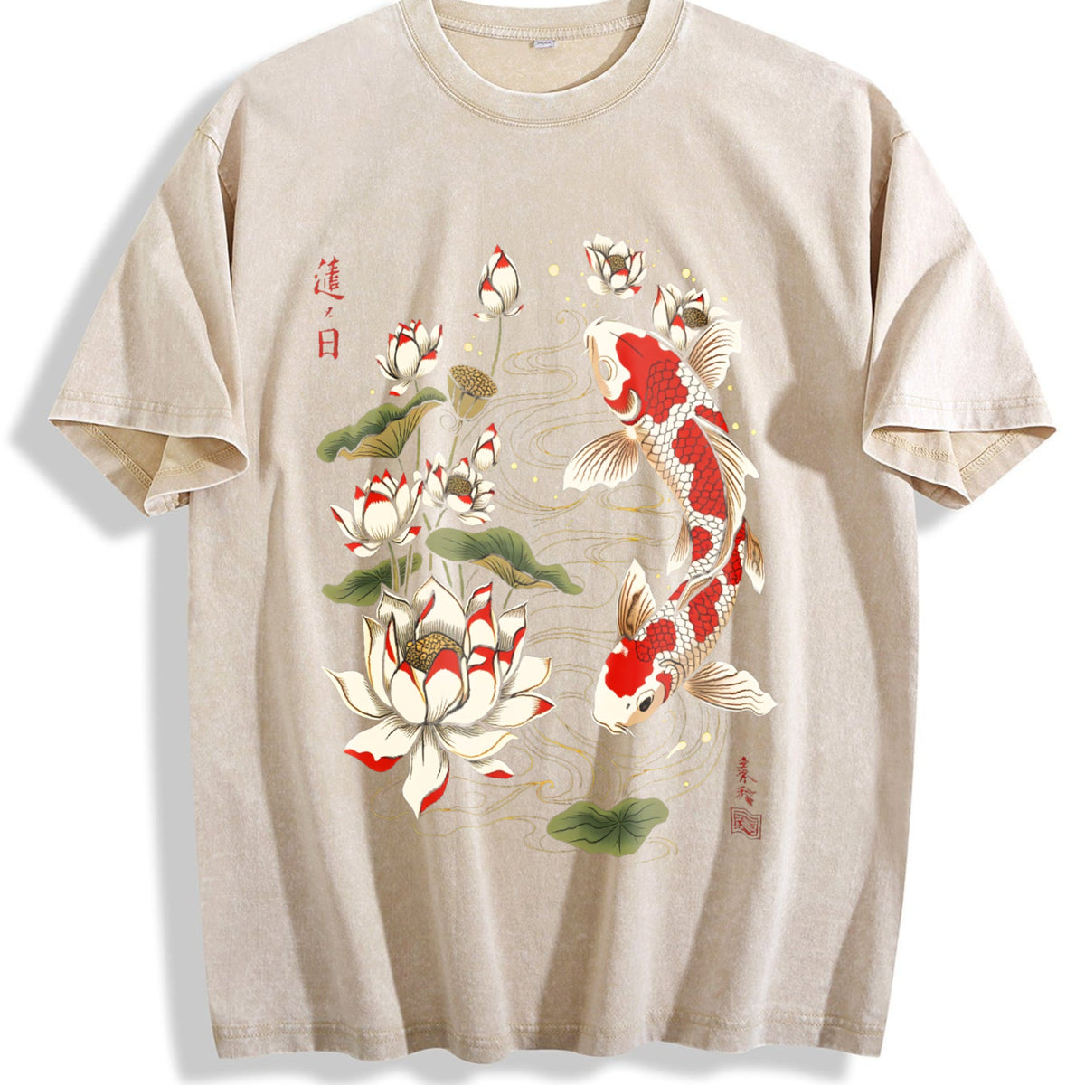 Koi Fish Lotus Floral 100 Y2K Boxy Aesthetic Summer Vintage product image 1