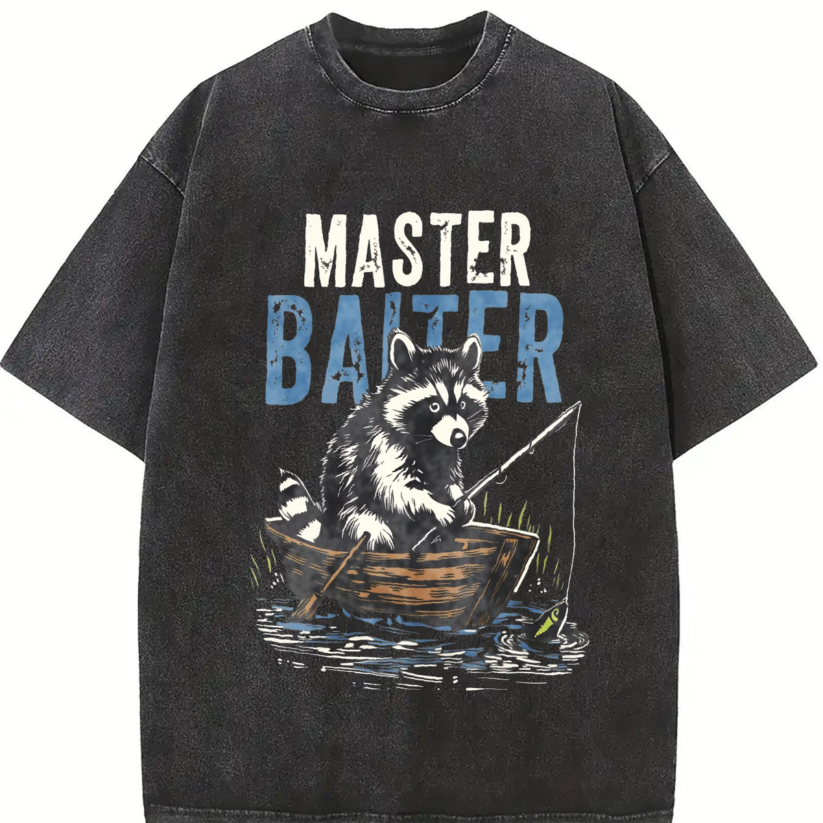 Master Baiter Raccoon Fishing Vintage Washed T-Shirt product image 2