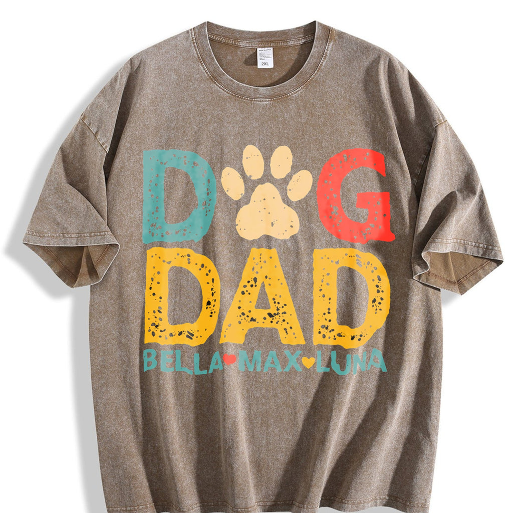 Dog Dad With Names Vintage Washed T-Shirt product image 3