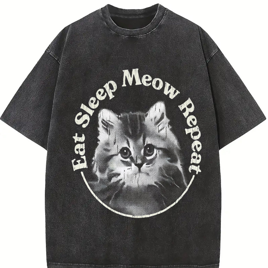 Eat Sleep Meow Repeat Funny Cute Kitten Lovers Vintage product image 2
