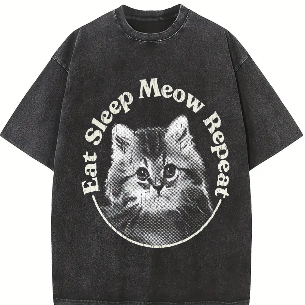 Eat Sleep Meow Repeat Funny Cute Kitten Lovers Vintage product image 2
