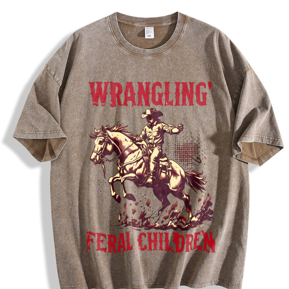 Wranglin' Feral Children Raccoon 90s Vintage Washed T-Shirt product image 3