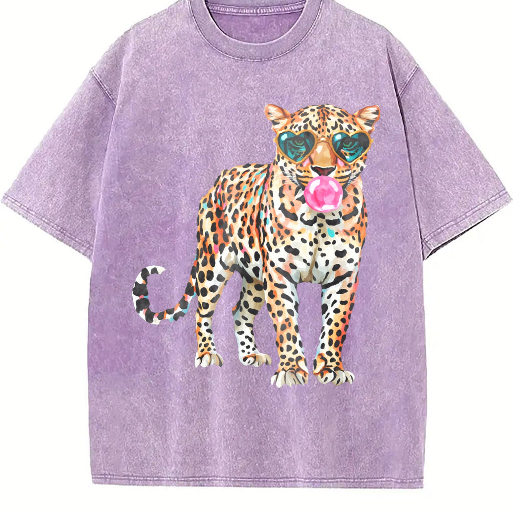Leopard with Sunglasses and Bubblegum Vintage Washed T-Shirt product image 6