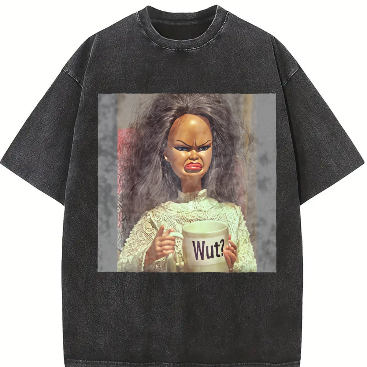 Grumpy Doll with Wut Mug Vintage Washed T-Shirt