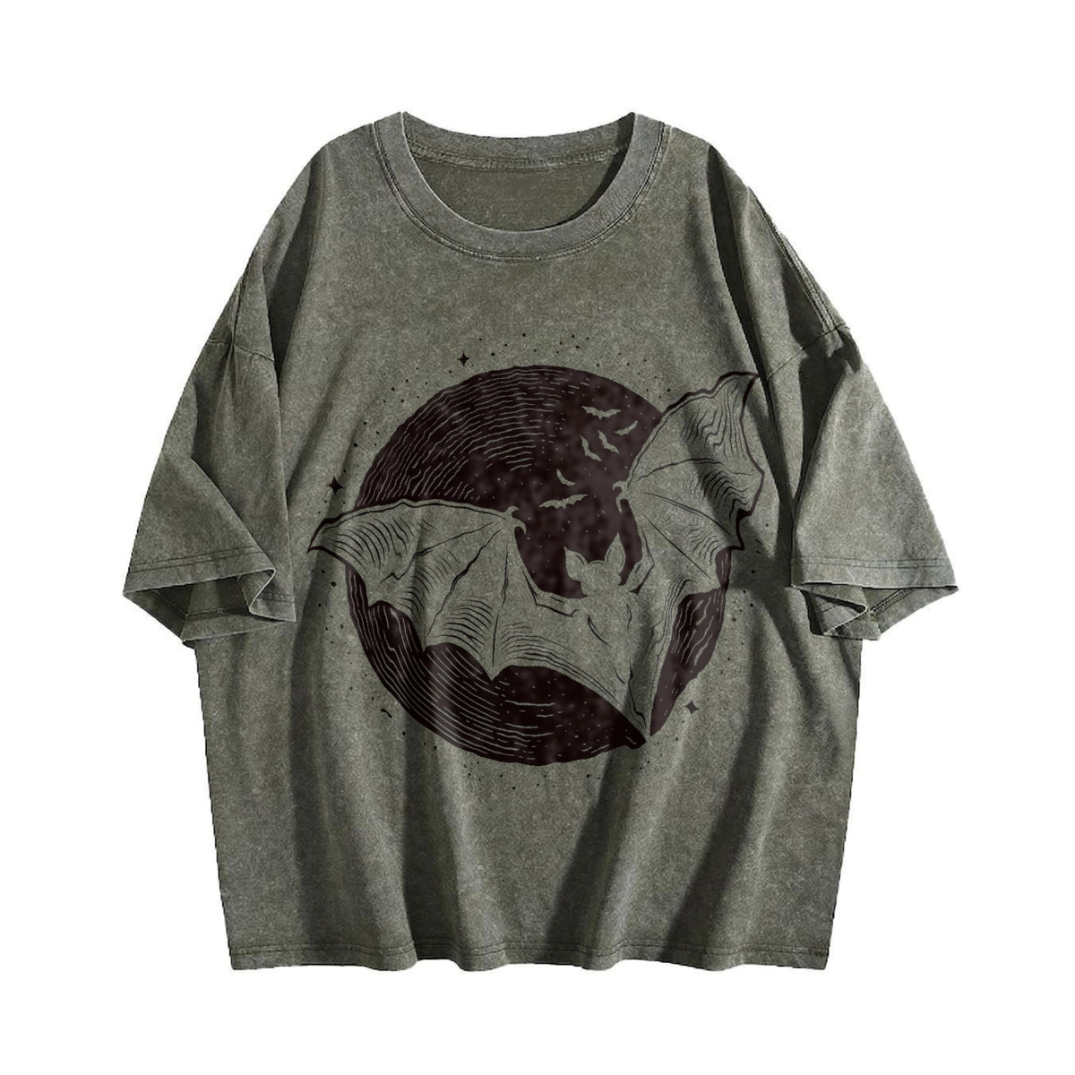 Bats Moon 90s Vintage Washed T-Shirt product image 4