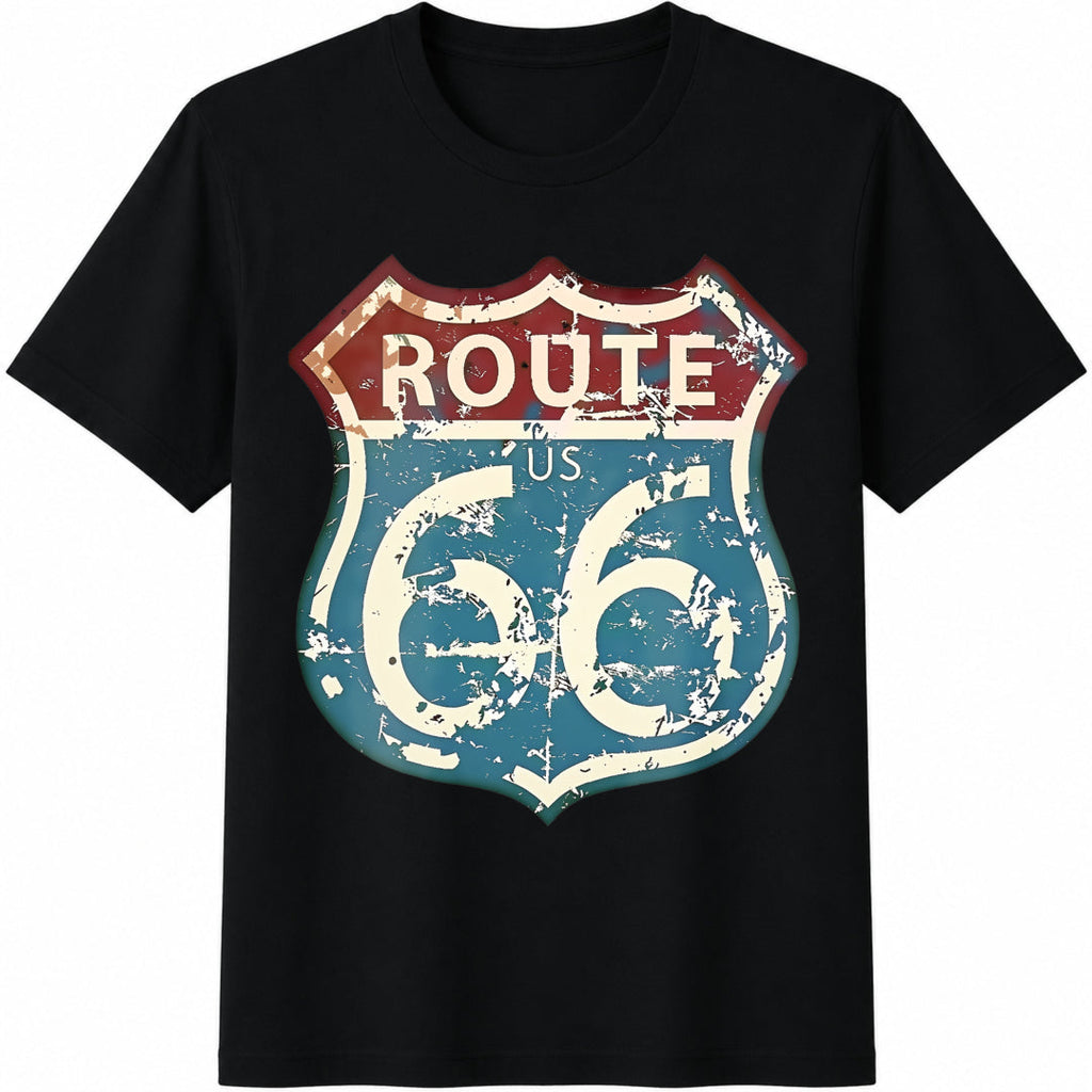 Route US 66 Highway Sign Summer Cotton T-Shirt product image 1
